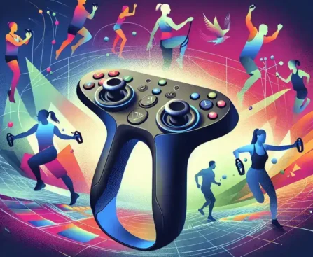 "Kontroler VR Fitness Sony dengan Haptic Feedback, dilengkapi desain ergonomis dan fitur inovatif untuk pengalaman gaming yang imersif."