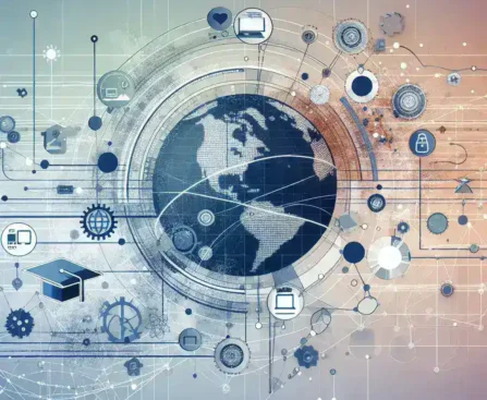 "Visual representation of a Content Delivery Network (CDN) designed for educational websites, showcasing enhanced performance and accessibility for e-learning platforms."
