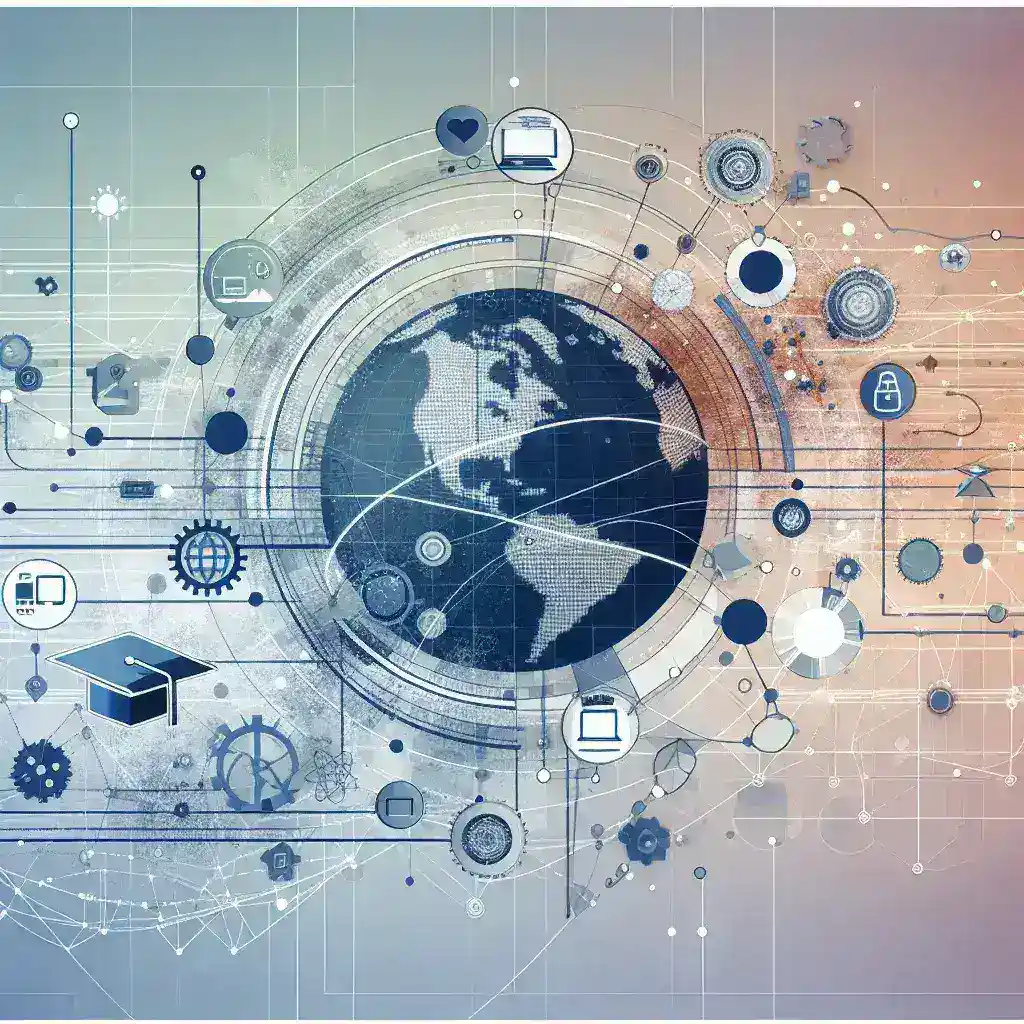 "Visual representation of a Content Delivery Network (CDN) designed for educational websites, showcasing enhanced performance and accessibility for e-learning platforms."