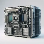 "Close-up of Dell liquid-cooled workstation showcasing advanced cooling technology for enhanced performance and efficiency in demanding computing tasks."