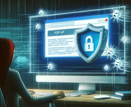 "Google Chrome screenshot displaying the new automatic dangerous pop-up blocking feature in action, enhancing user safety and browsing experience."